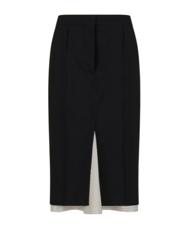 Marni Black Wool Midi Skirt With Visible Lining In Black