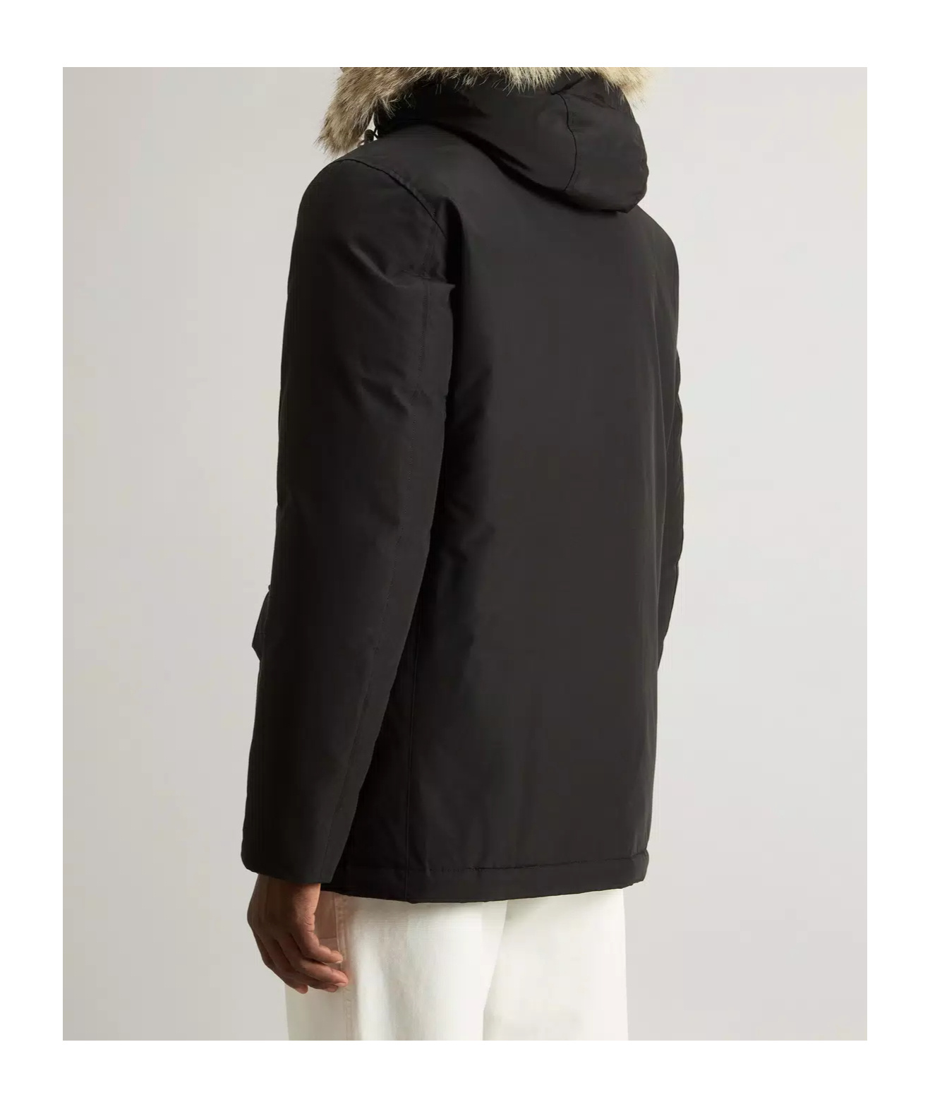 Woolrich Arctic Anorak In Ramar Cloth With Detachable Fur In Black