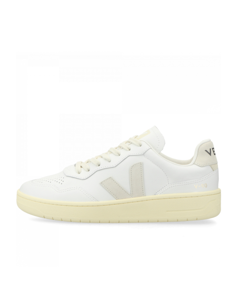 Veja V-90 O. T. Leather Sneakers In White