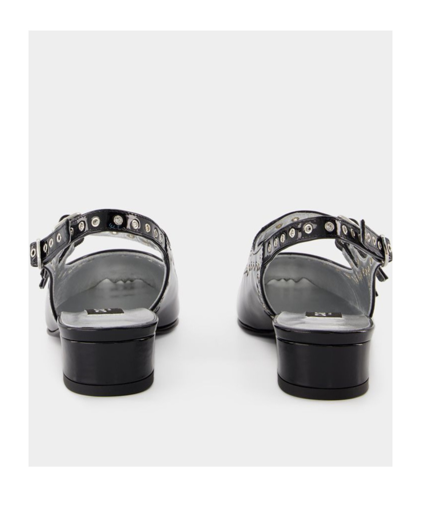 Shop Carel Paris Square-headed Flat Sandals In Black