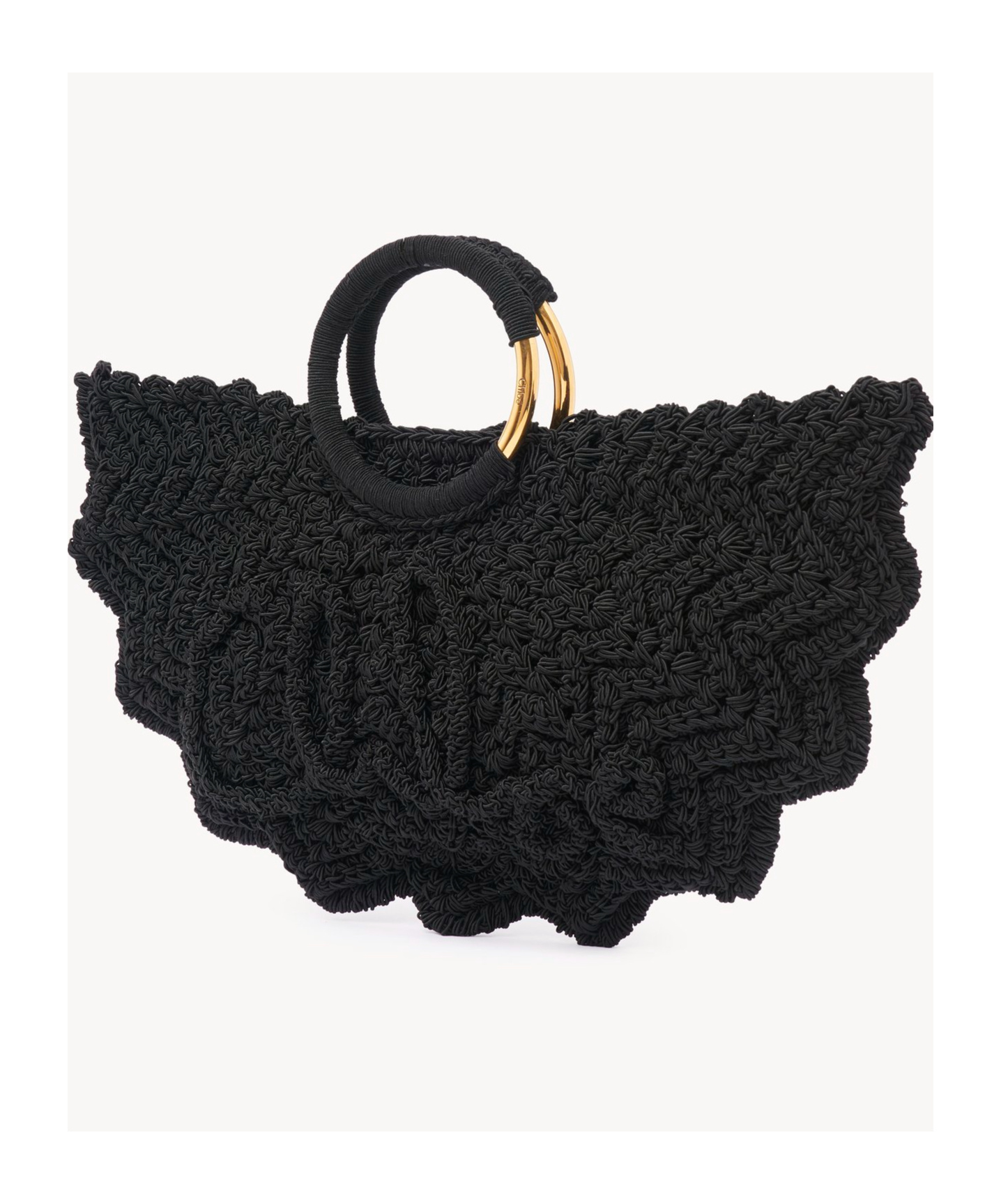Chloé Womens Bracelet Paravent Small Crochet Shoulder Bag Black In Black