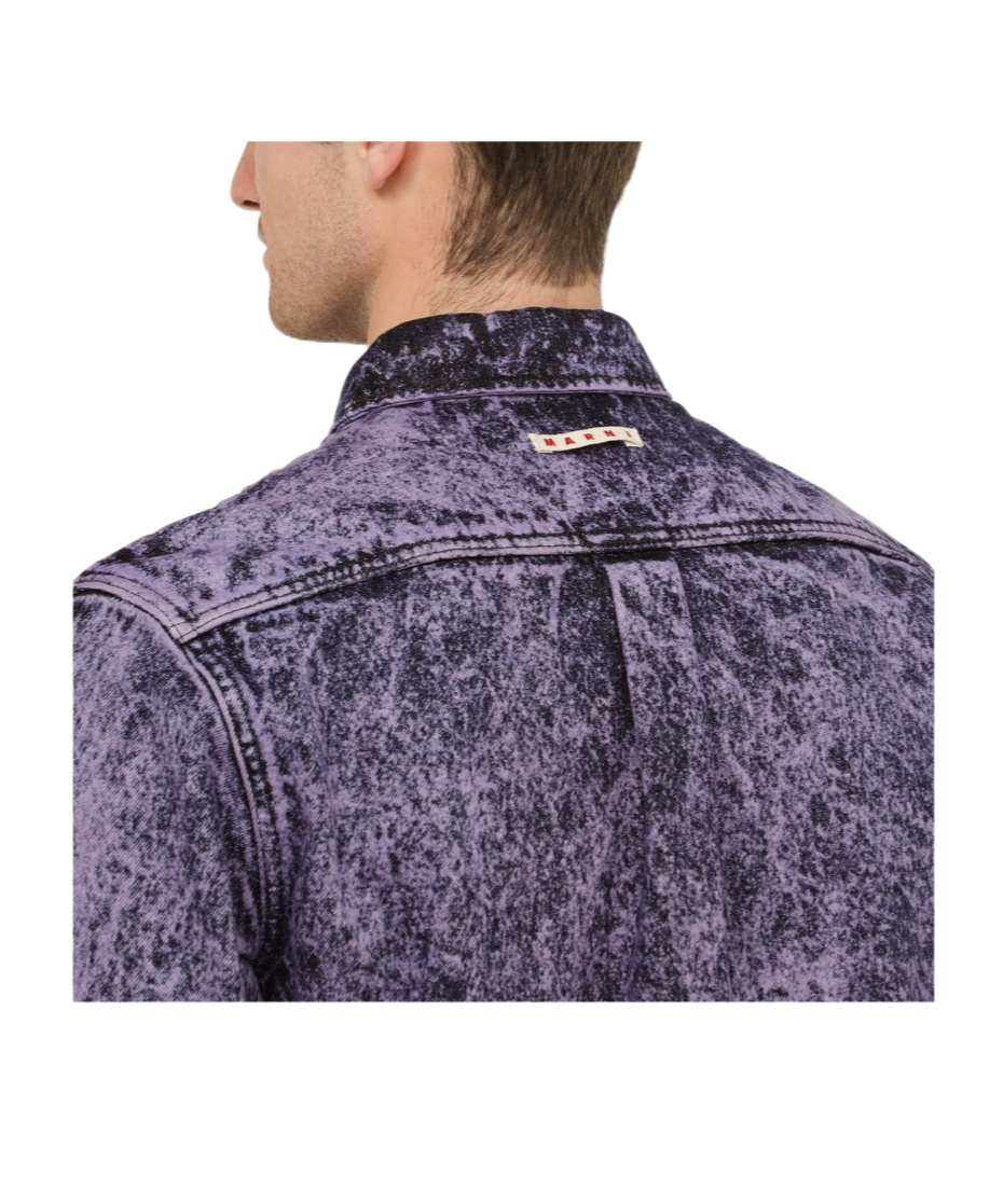 Shop Marni Long-sleeved Denim Shirt In Black
