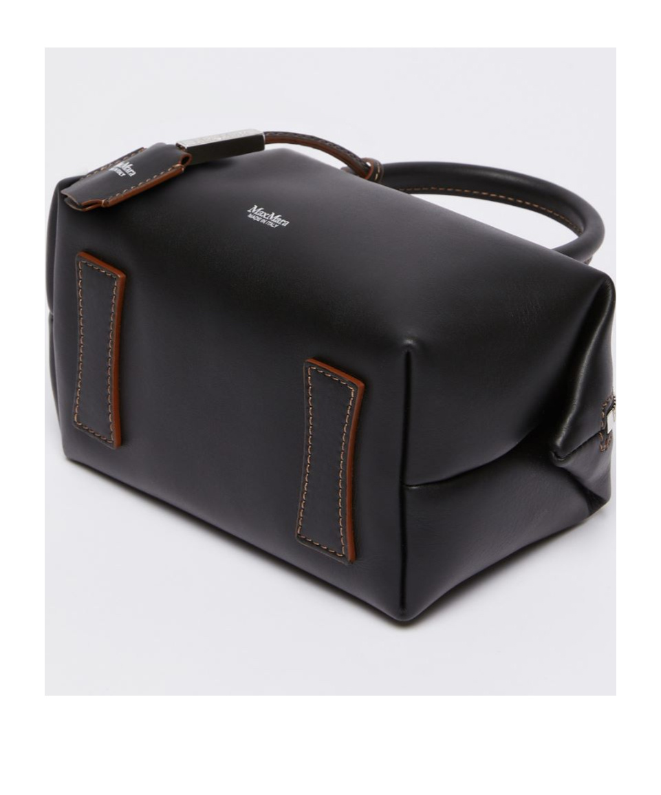 Max Mara Small Shiny Leather Satchel Bag In Black