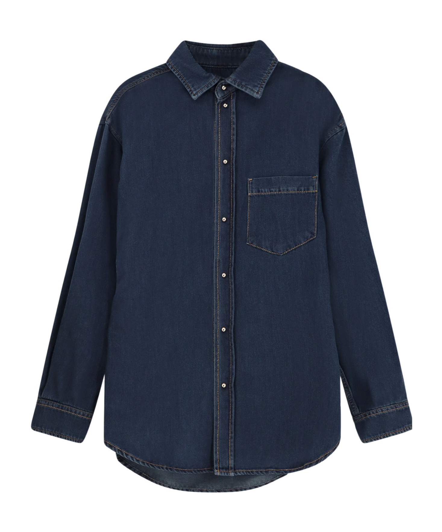 Darkpark Dark Blue Cotton Denim Shirt In Blue