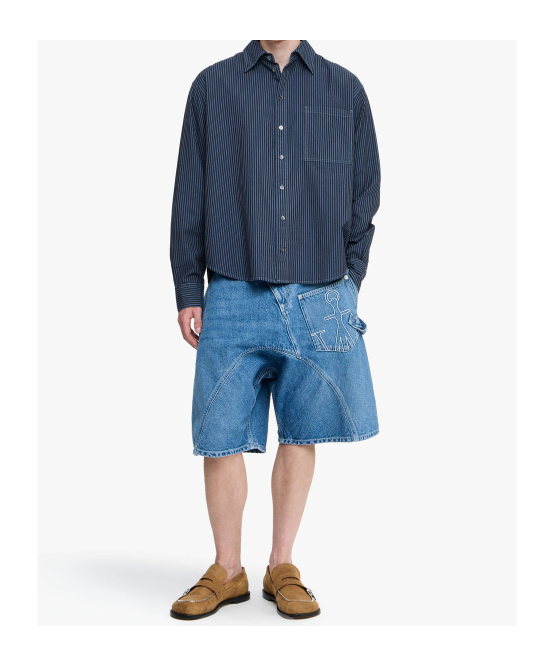 Jw Anderson Patchword Striped Shirt And Blouse Blue In Blue