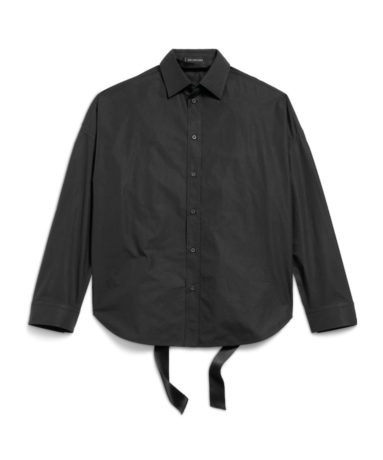 Balenciaga Cotton Poplin Lace-up Shirt In Black