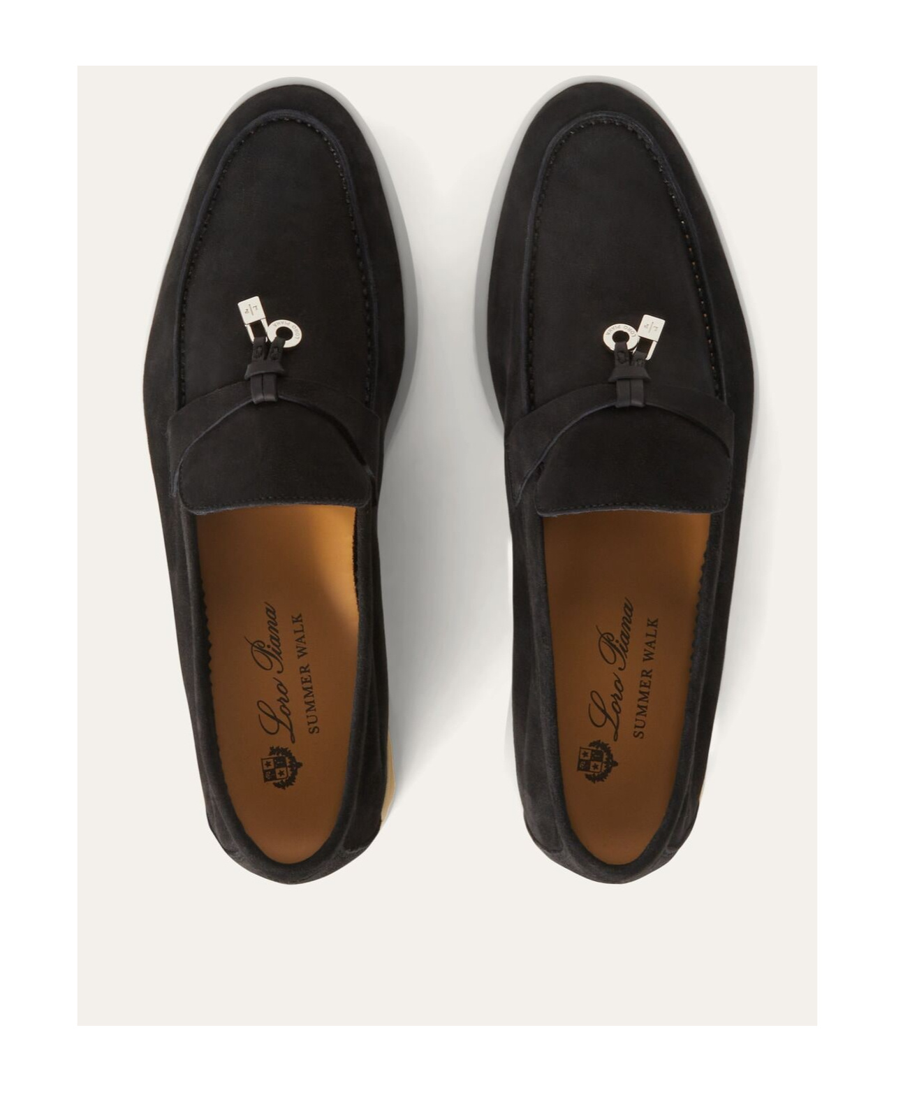 Loro Piana Summer Charms Walk Mokasin Shoes In Caviar Color