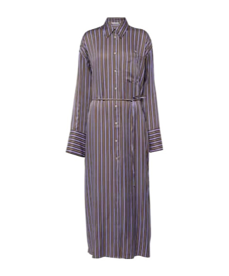 Acne Studios Delestina Striped Shirt Dress In Purple