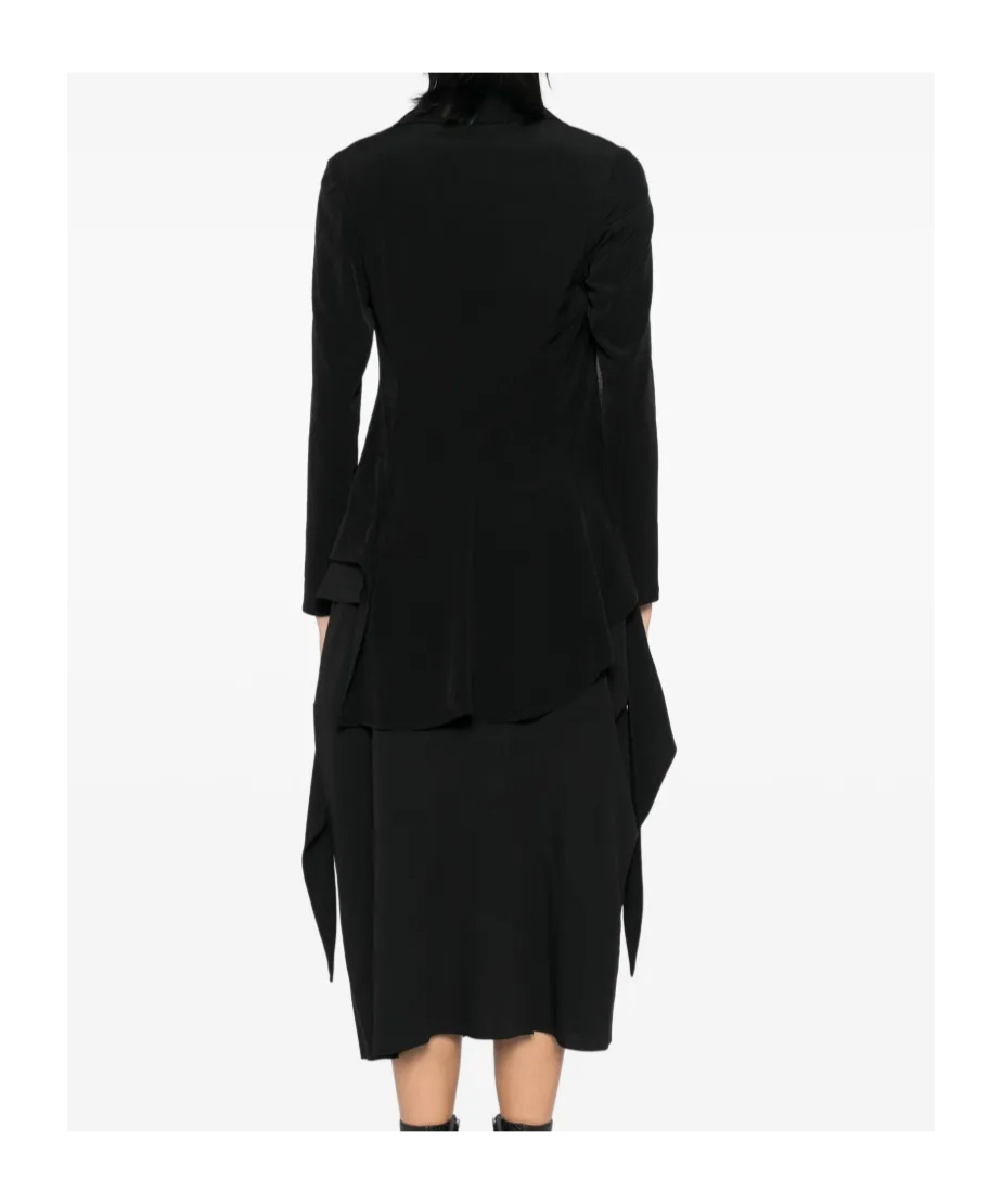 Yohji Yamamoto Black Crepe De Chine 2 Layered Wrap Blazer In Black