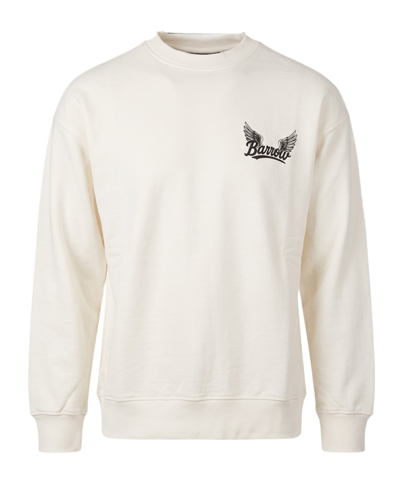 Barrow Printed Crew-neck Sweatshirt In White