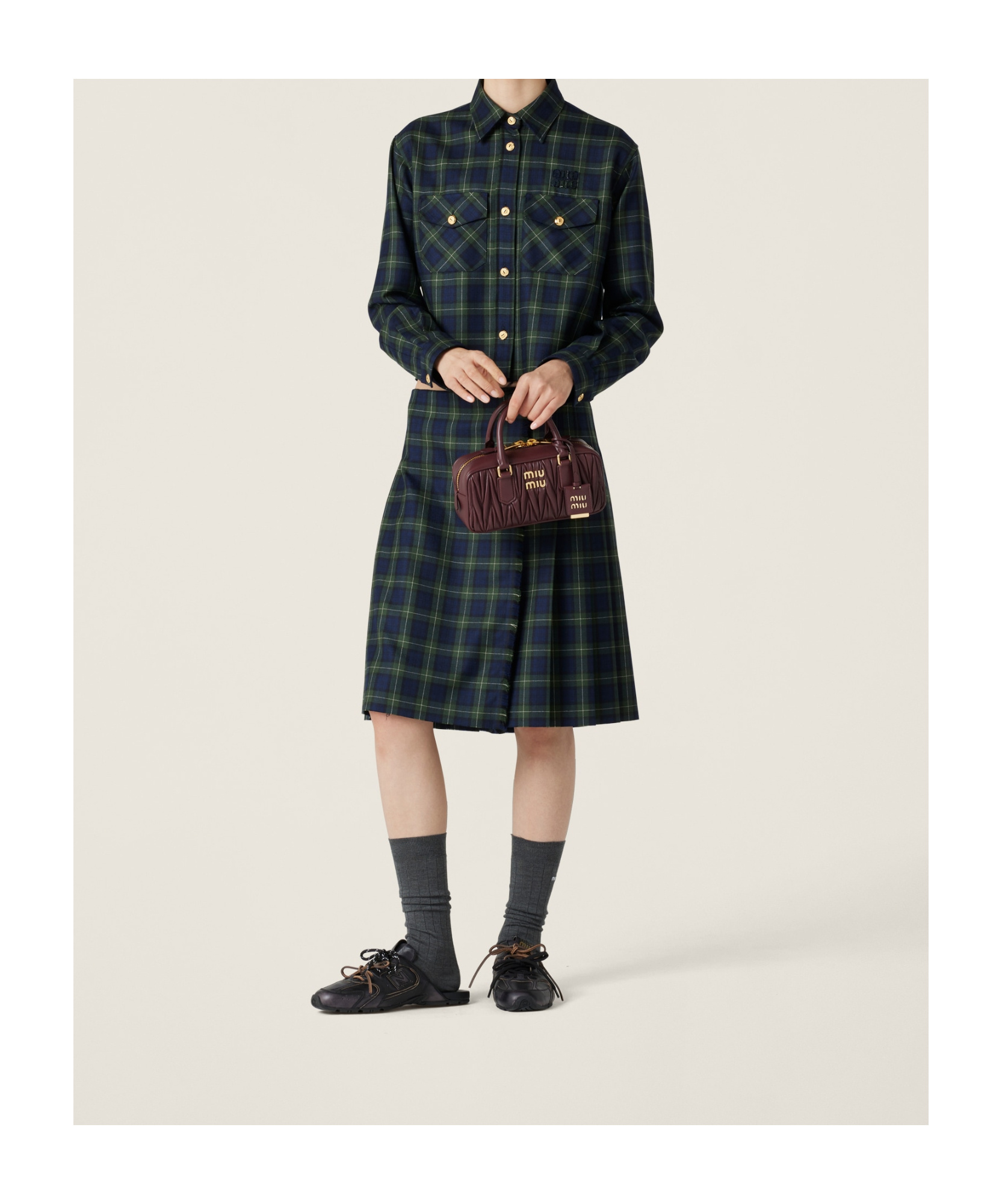 Miu Miu Plaid Shirt In Black