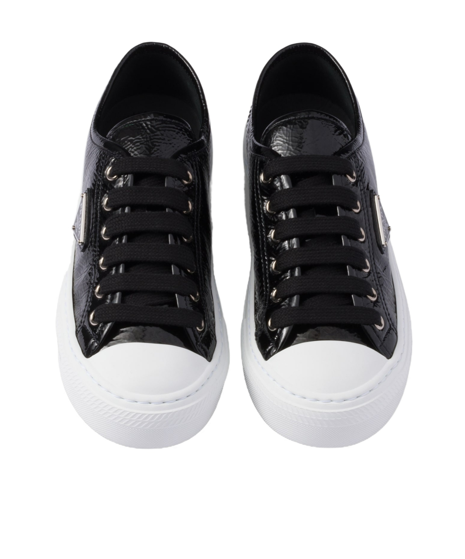 Prada Smash Naplak Leather Triangle Logo Low-top Sneakers In Black