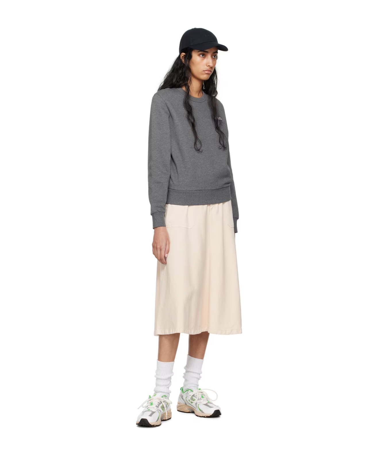 Apc Flocked Logo Round-neck Sweater In Gray