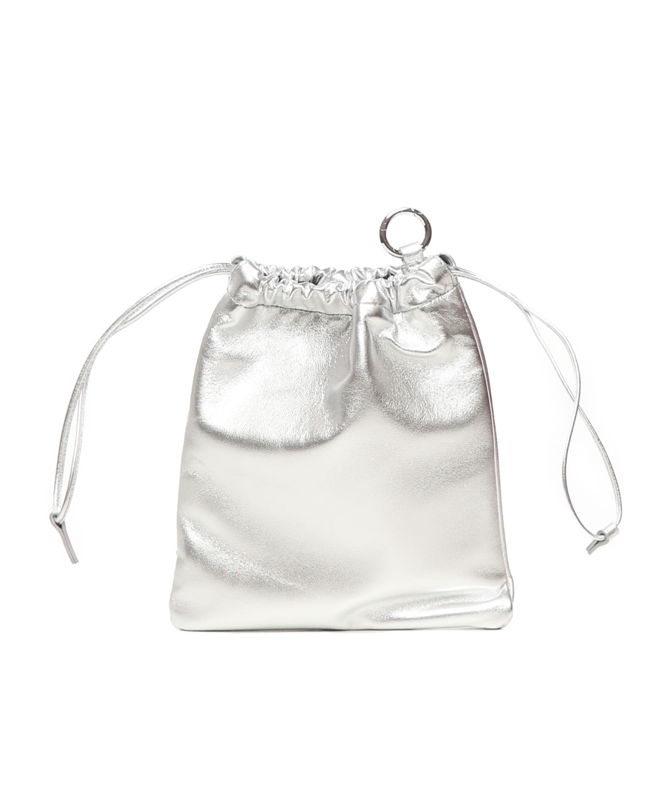 Miu Miu Logo Plaque Metallic Leather Pouch Bag In White