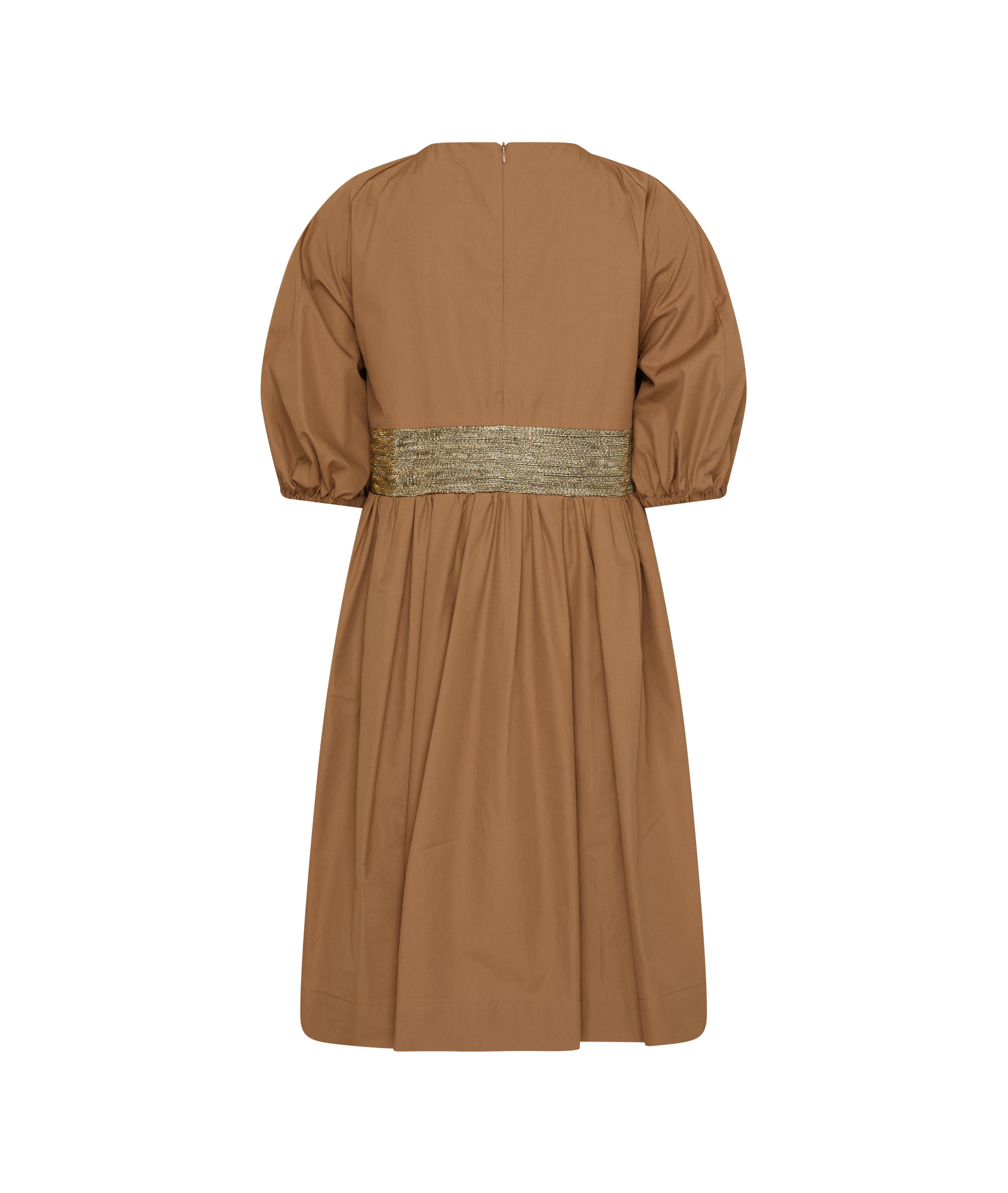 Max Mara Short Cotton Poplin Dress In Brown