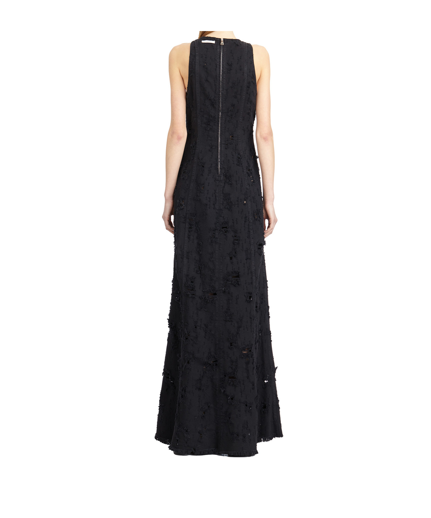 Haikure Long Dark Grey Dress With Rips In Black