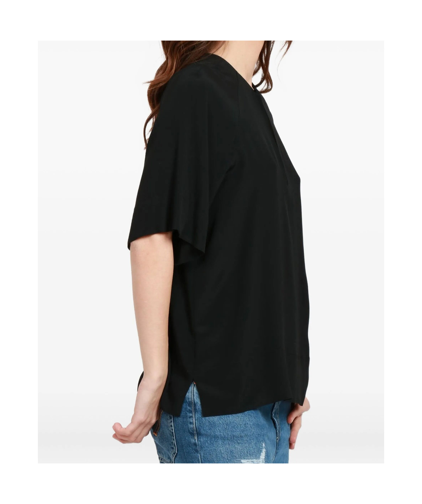 Semicouture Keyhole-neckline Top In Black