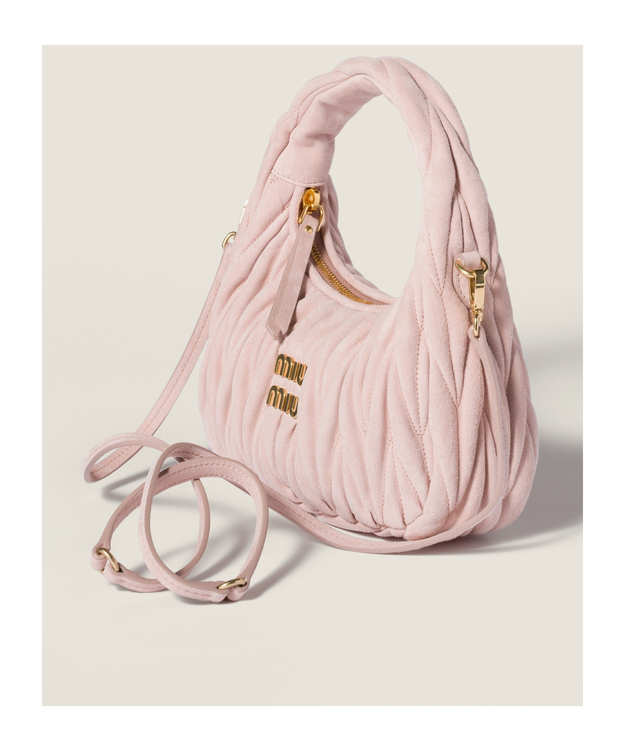 Miu Miu Wander Matelassé Suede Bag In Orange