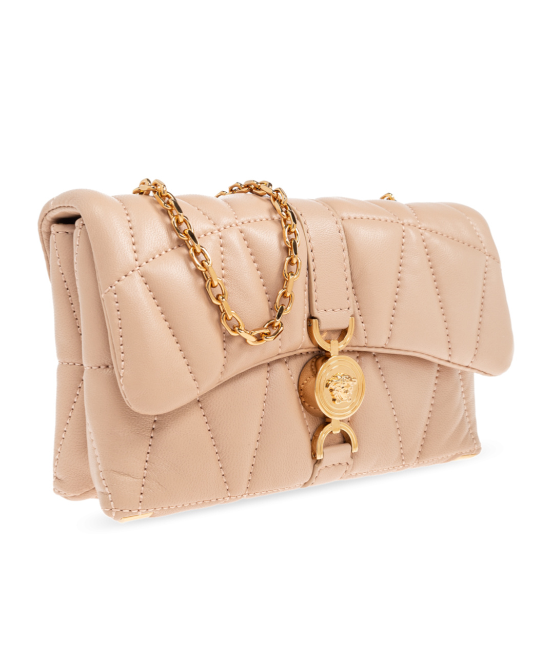 Versace Kleio Quilted Mini Shoulder Bag In Nude