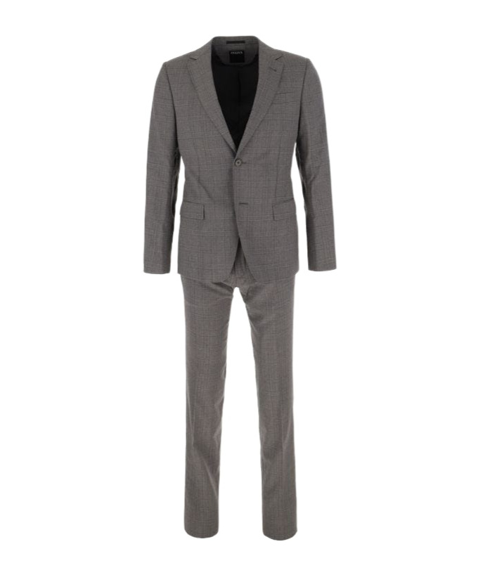 Zegna Grey Suit Wool Back Vent In Gray