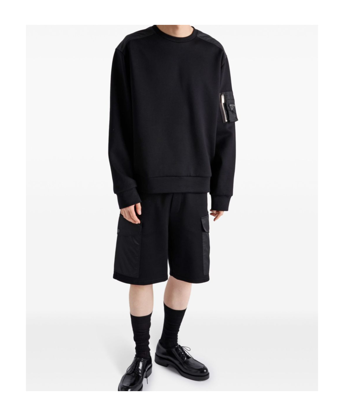 Prada Panelled Sweatshirt In Black