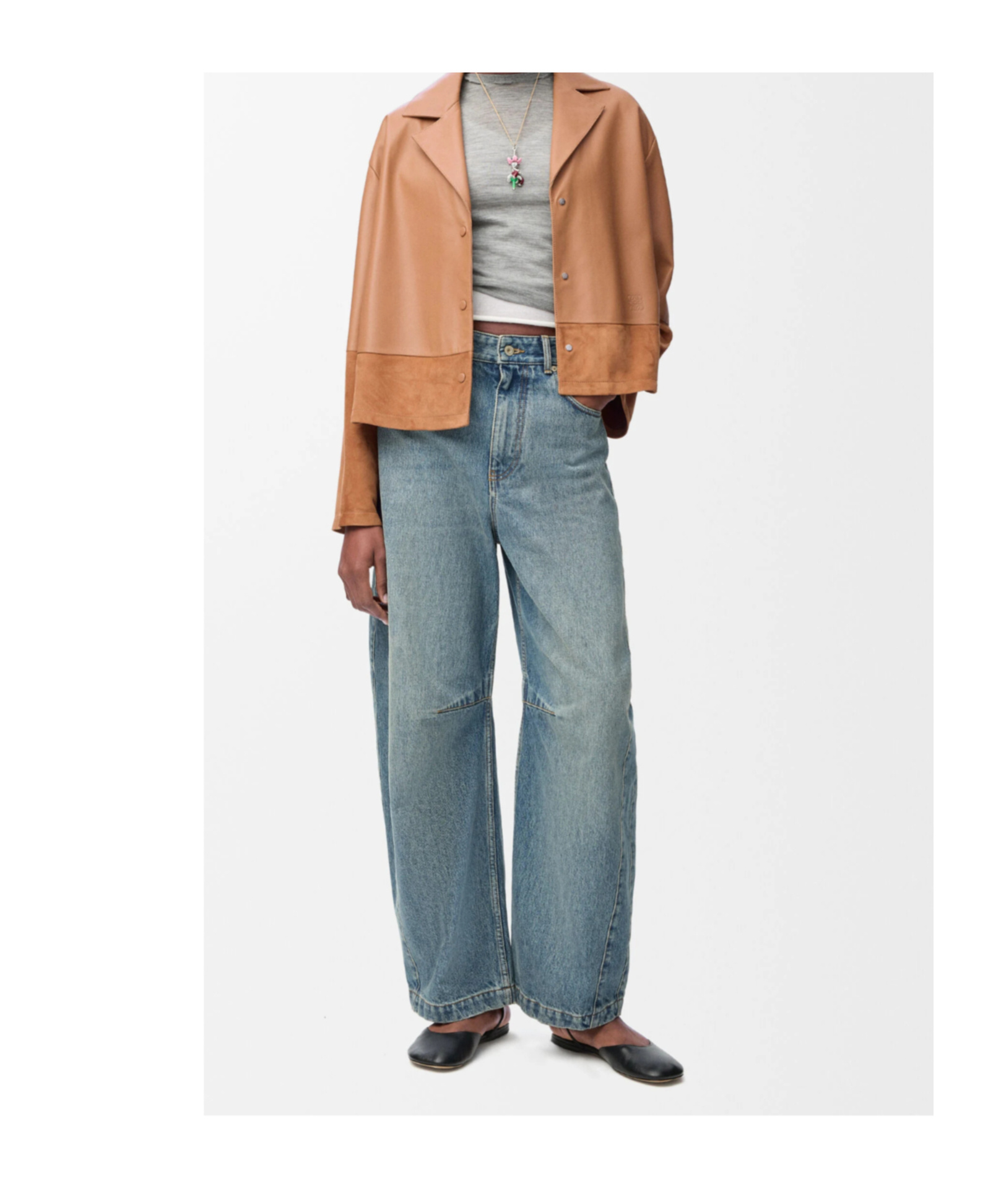Loewe Leather Suede Shirt Jacket Long Sleeves In Brown