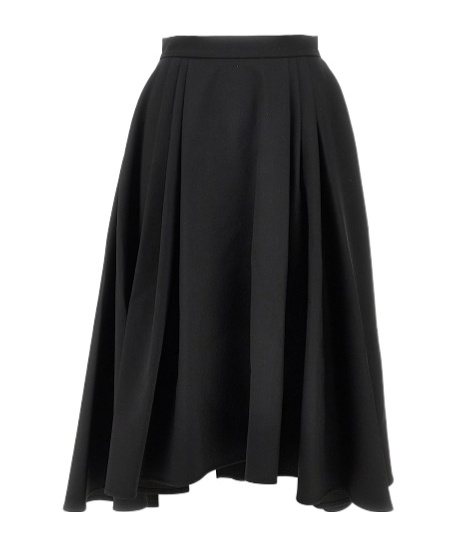 Bally Wool Midi Pleated Skirt In Black