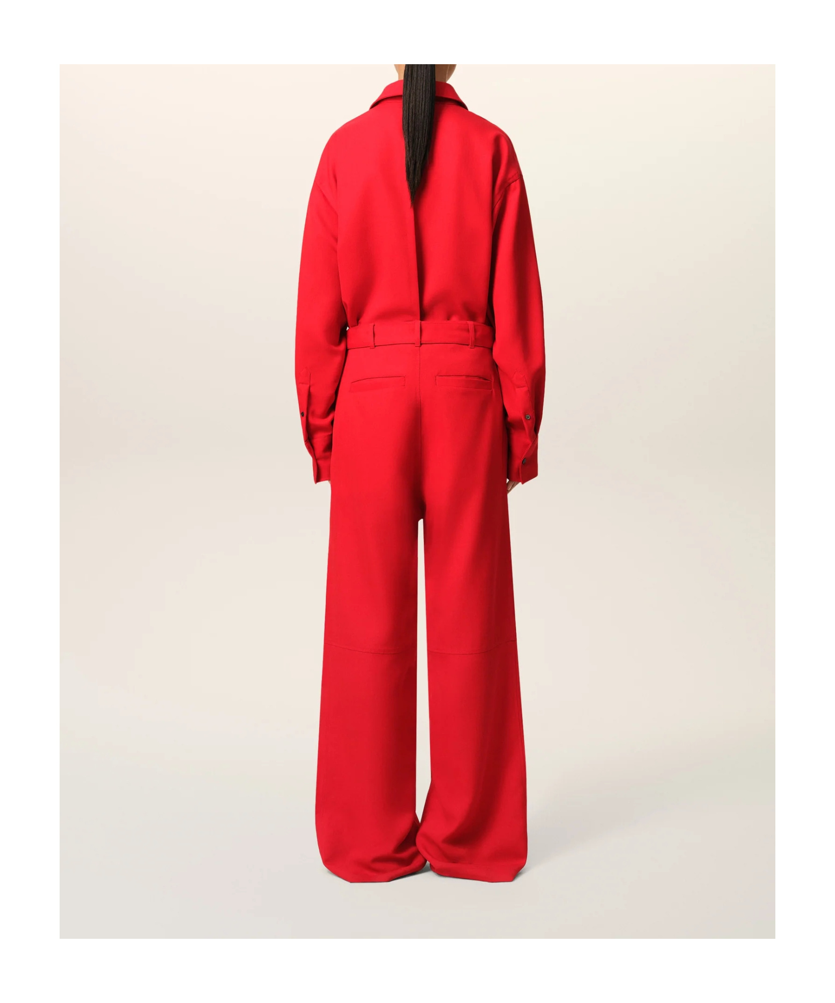 Ami Alexandre Mattiussi Fluid Wool Canvas Cargo Pants In Red