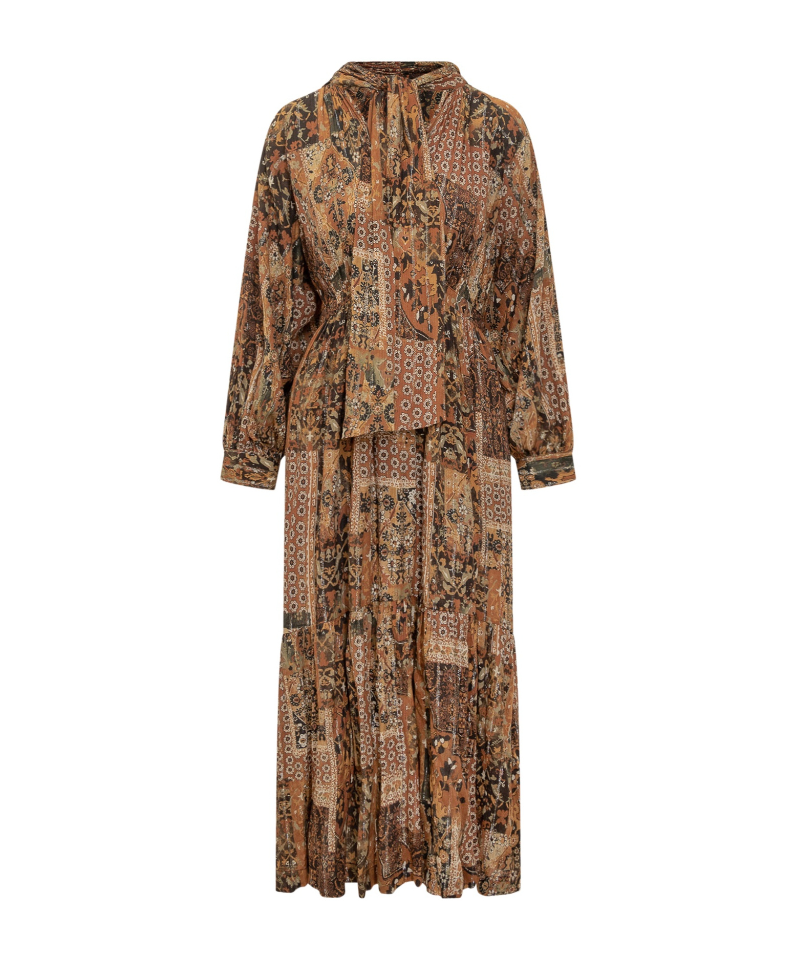 Bash Tie Collar Dress In Brown