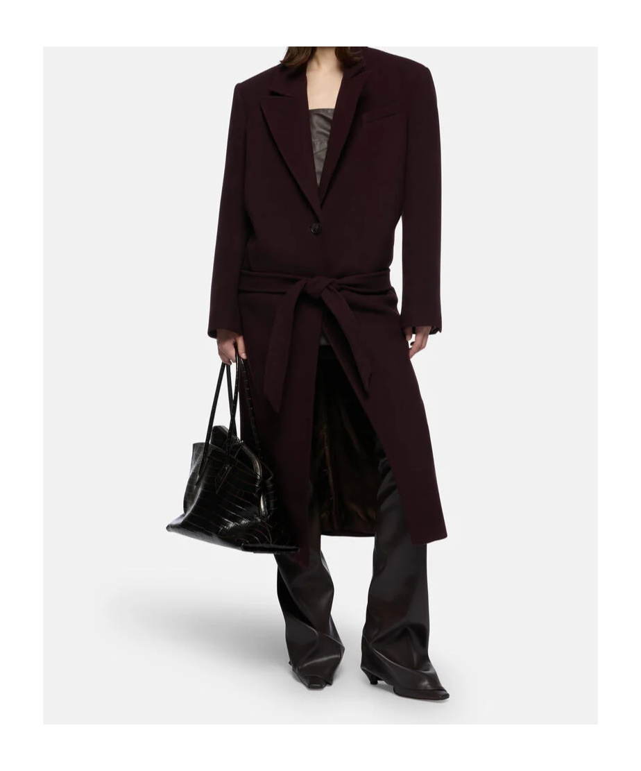 Attico Burgundy Long Coat In Burgundy