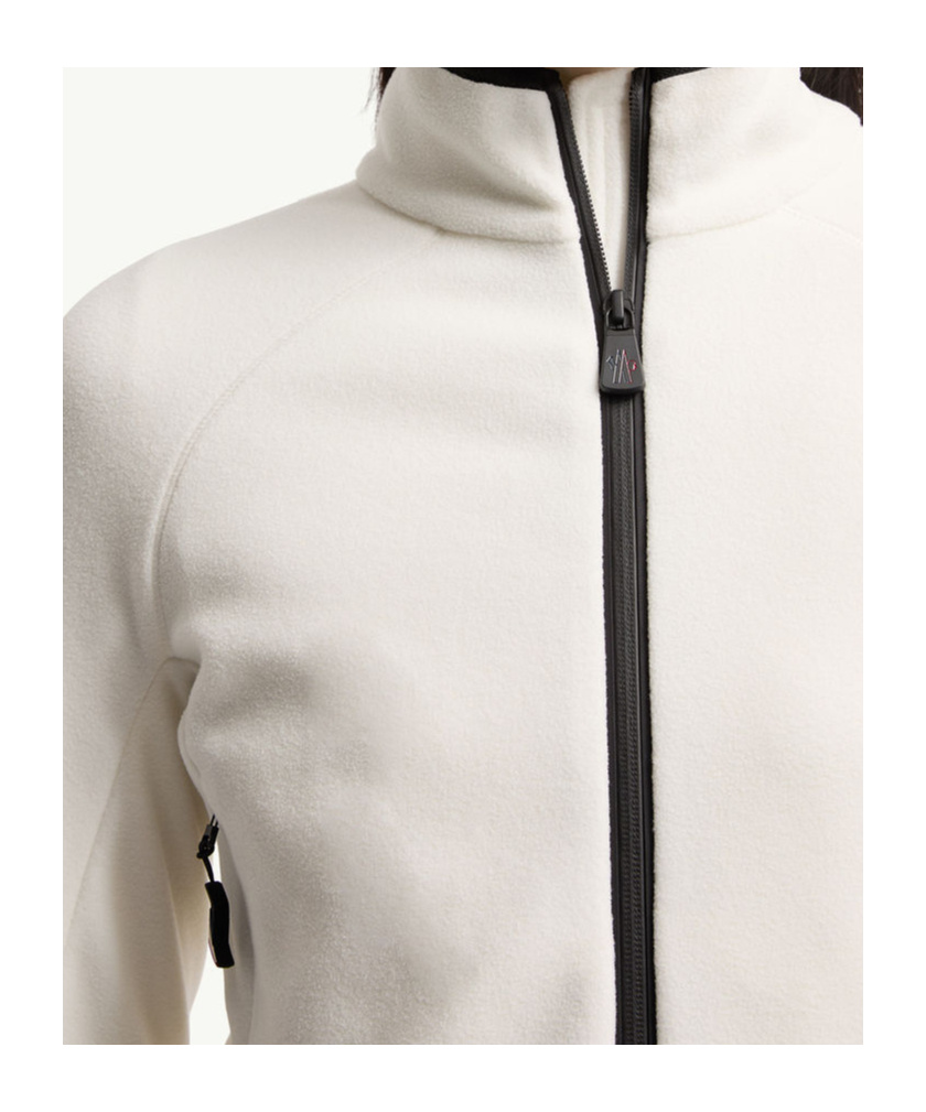 Moncler Fleece Sweatshirt With Zip And Pockets In White