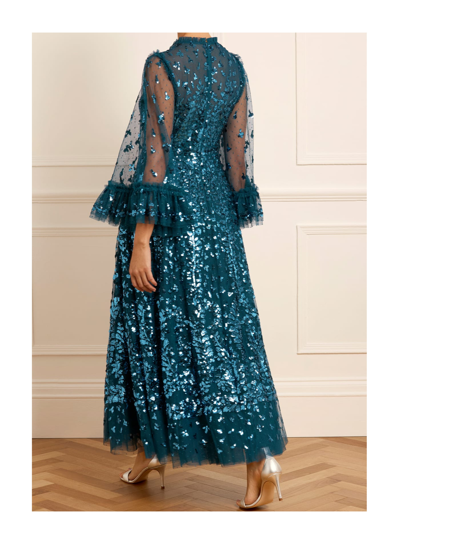 Needle & Thread Sequined Dress In Blue