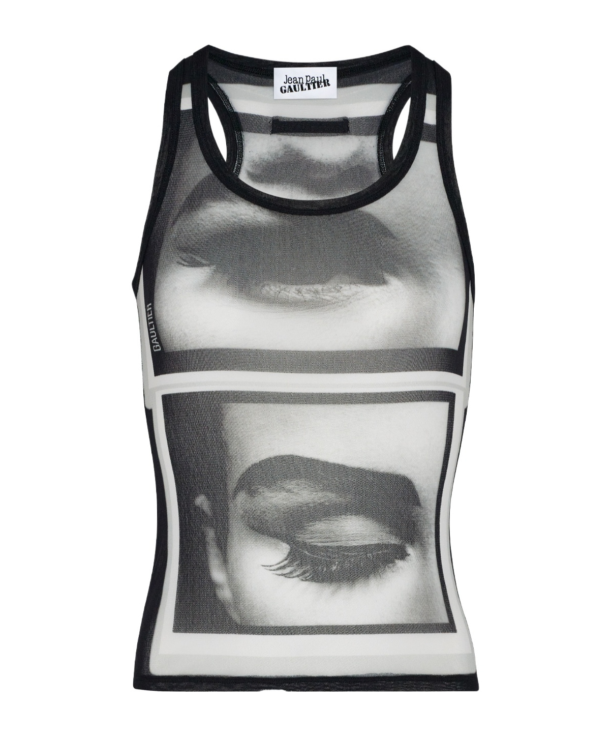 Jean Paul Gaultier Eyes And Lips Tank Top Woman Black In Polyamide In Gray