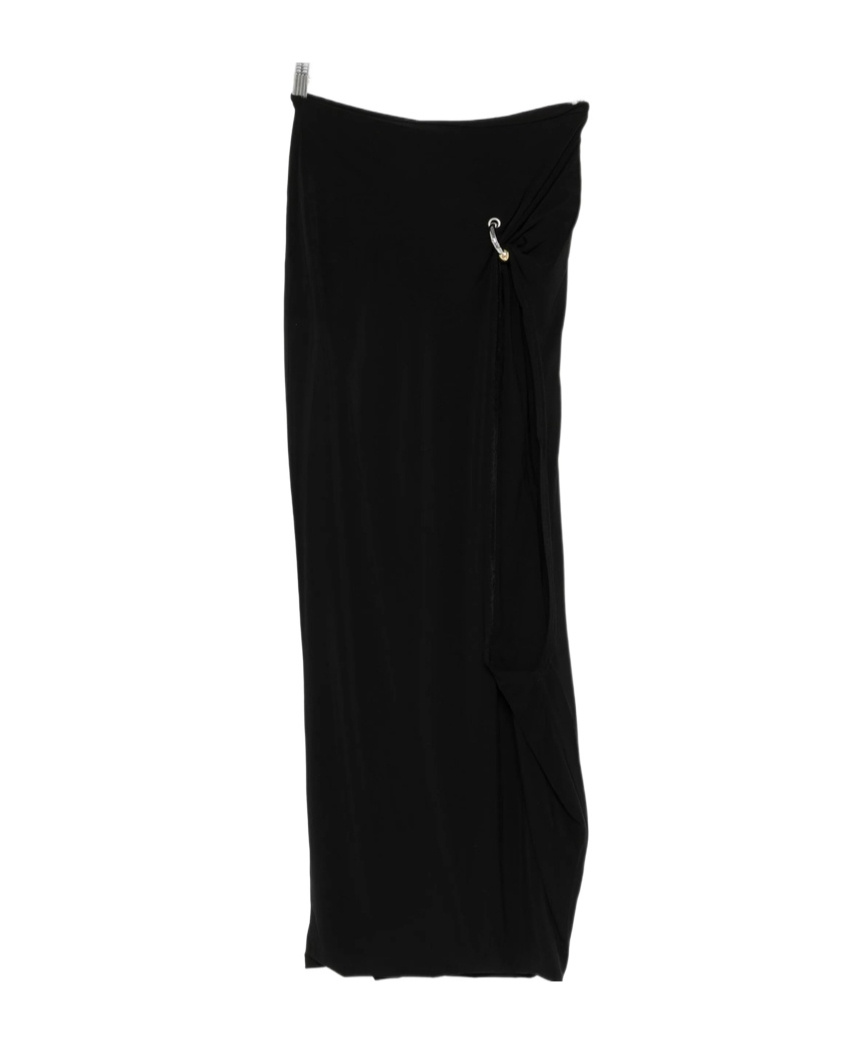 Jean Paul Gaultier Womens Black Piercing Asymmetric Jersey Midi Skirt In Black