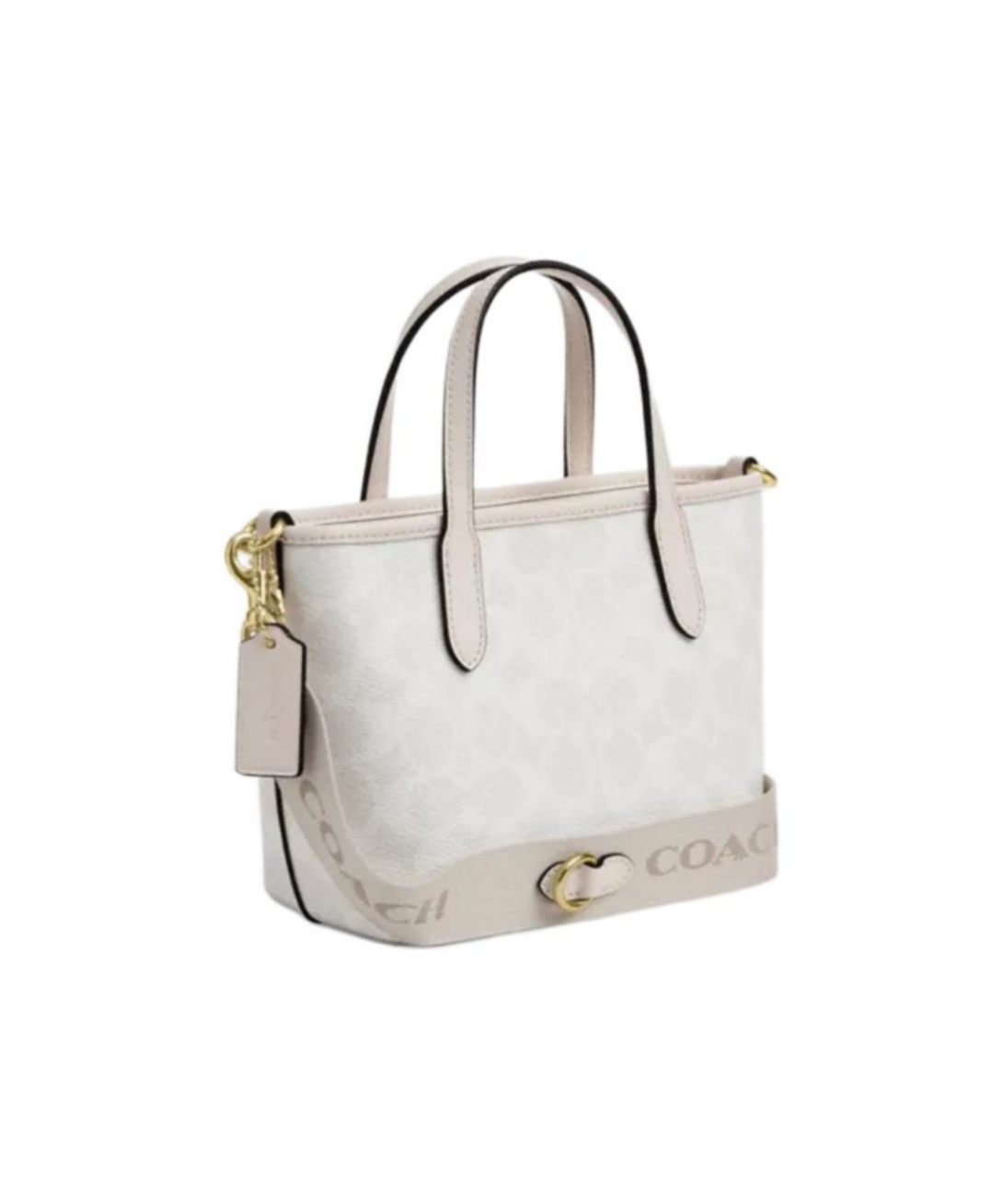 Shop Coach Mini Pattern Shoulder Bag In White