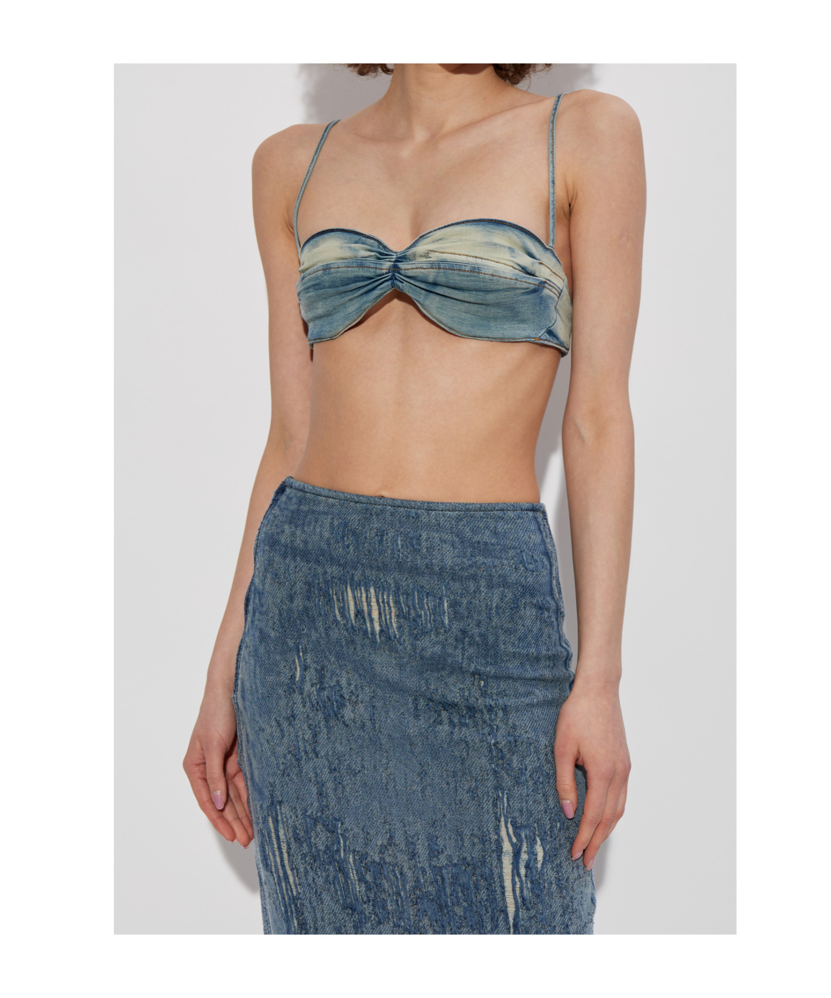 Diesel Denim Top With Zip Pocket Detailing In Gray