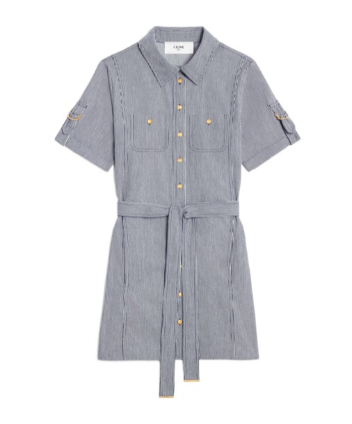 Celine Mini Striped Dress In Gray