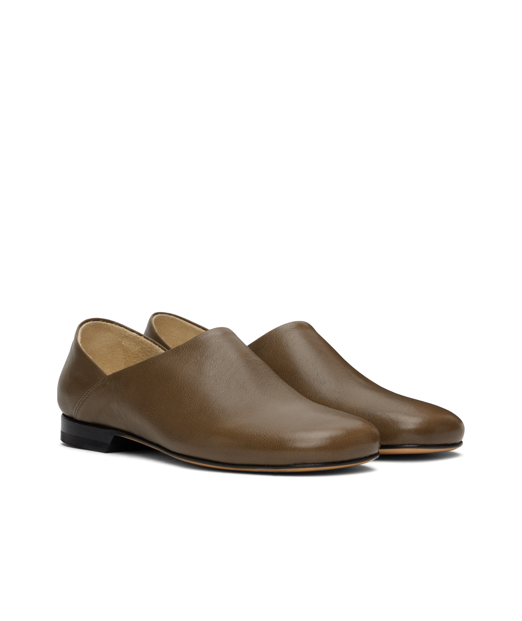Shop Lemaire Leather Slippers In Brown