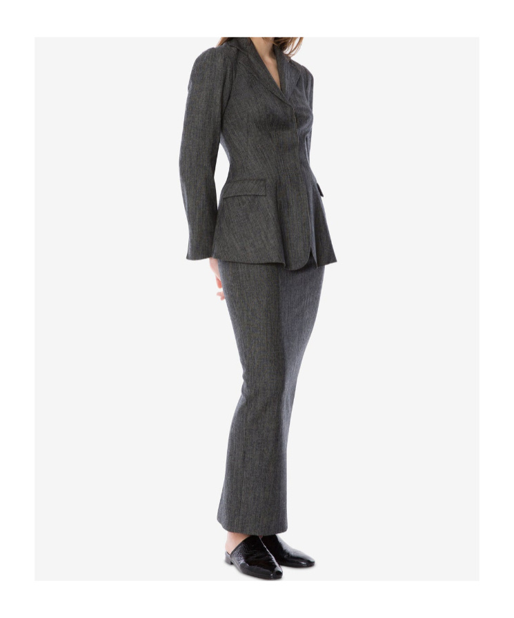 Alberta Ferretti Stretch Wool Long Skirt In Gray