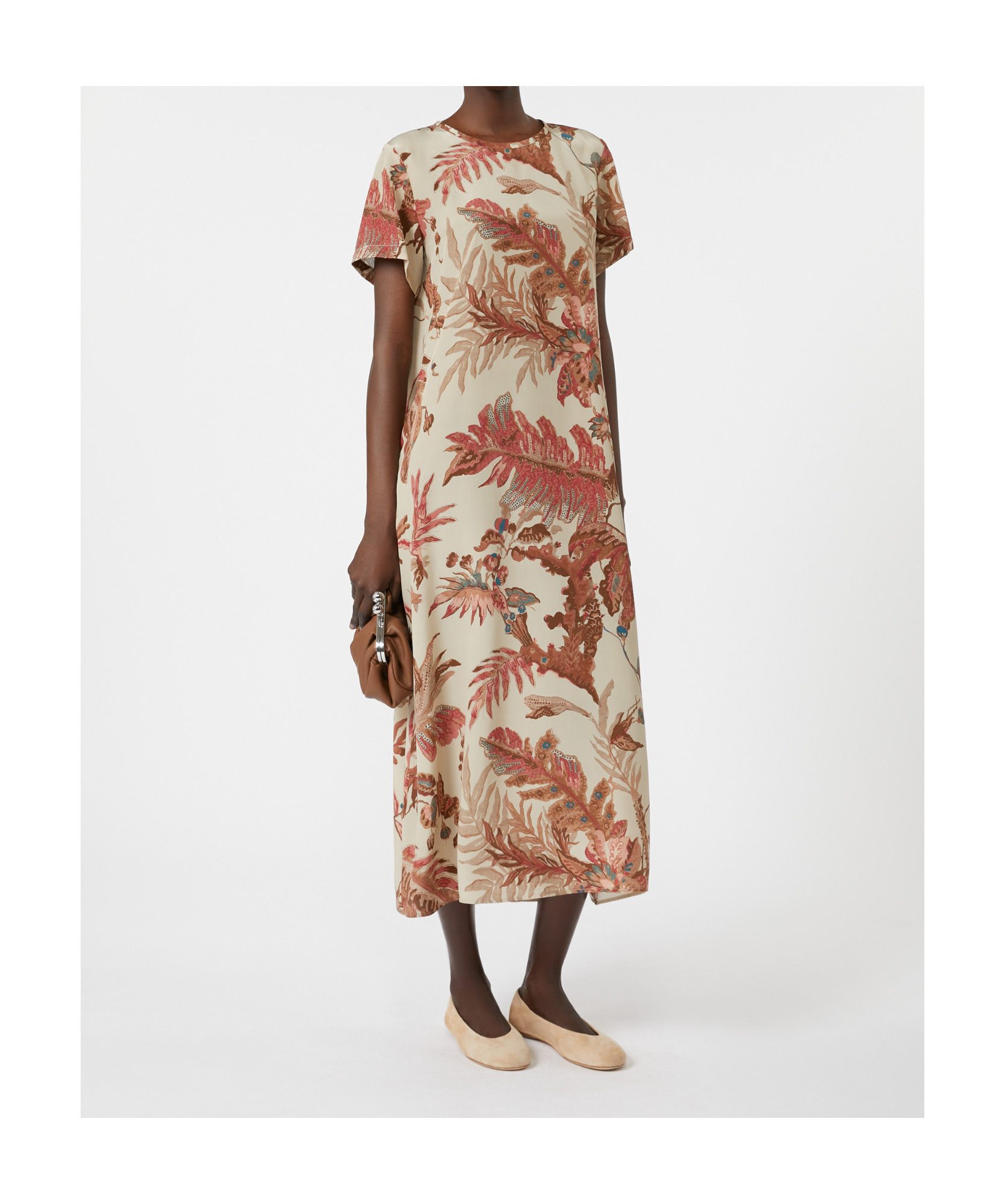 Weekend Max Mara Silk Floral Maxi Dress In Brown