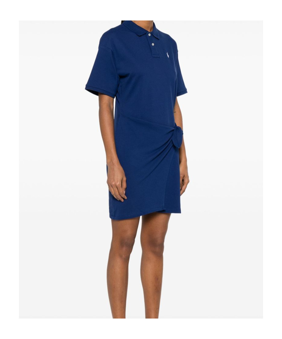 Shop Polo Ralph Lauren Draped-panel Mini Dress In Blue