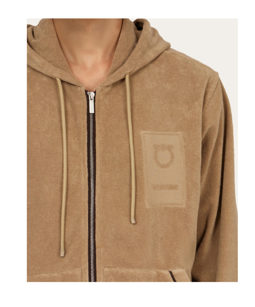 Ferragamo Monogram Hoodie In Brown