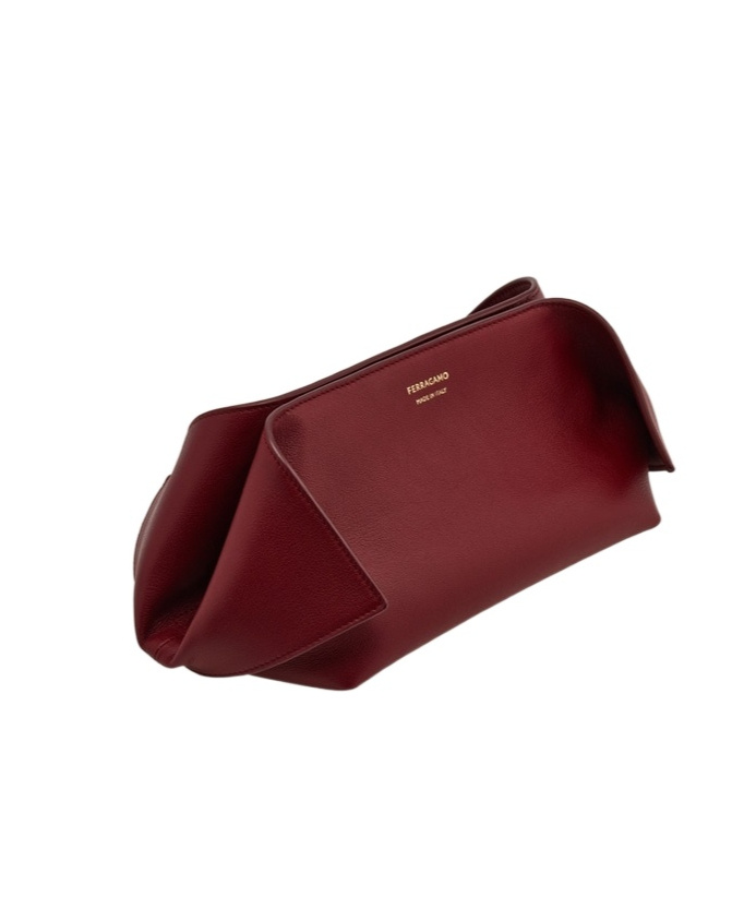 Ferragamo Fold Side Clutch In Red
