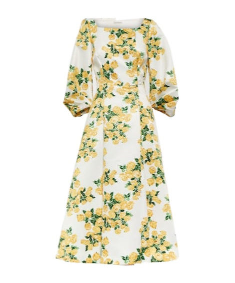 Emilia Wickstead Gabby Floral Taffeta Faille Midi Dress In White