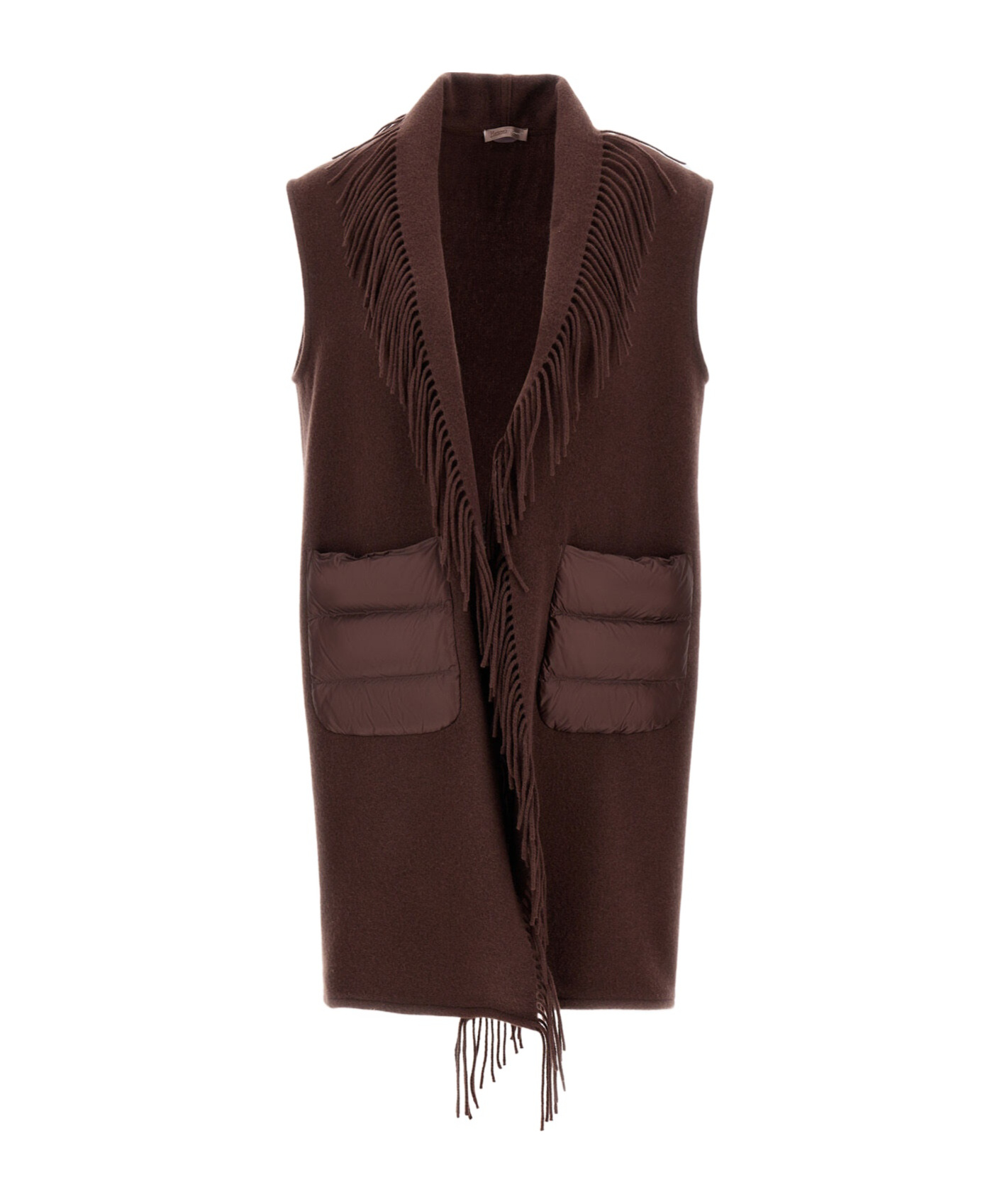 Herno Fringe Vest Casual Jacket In Brown