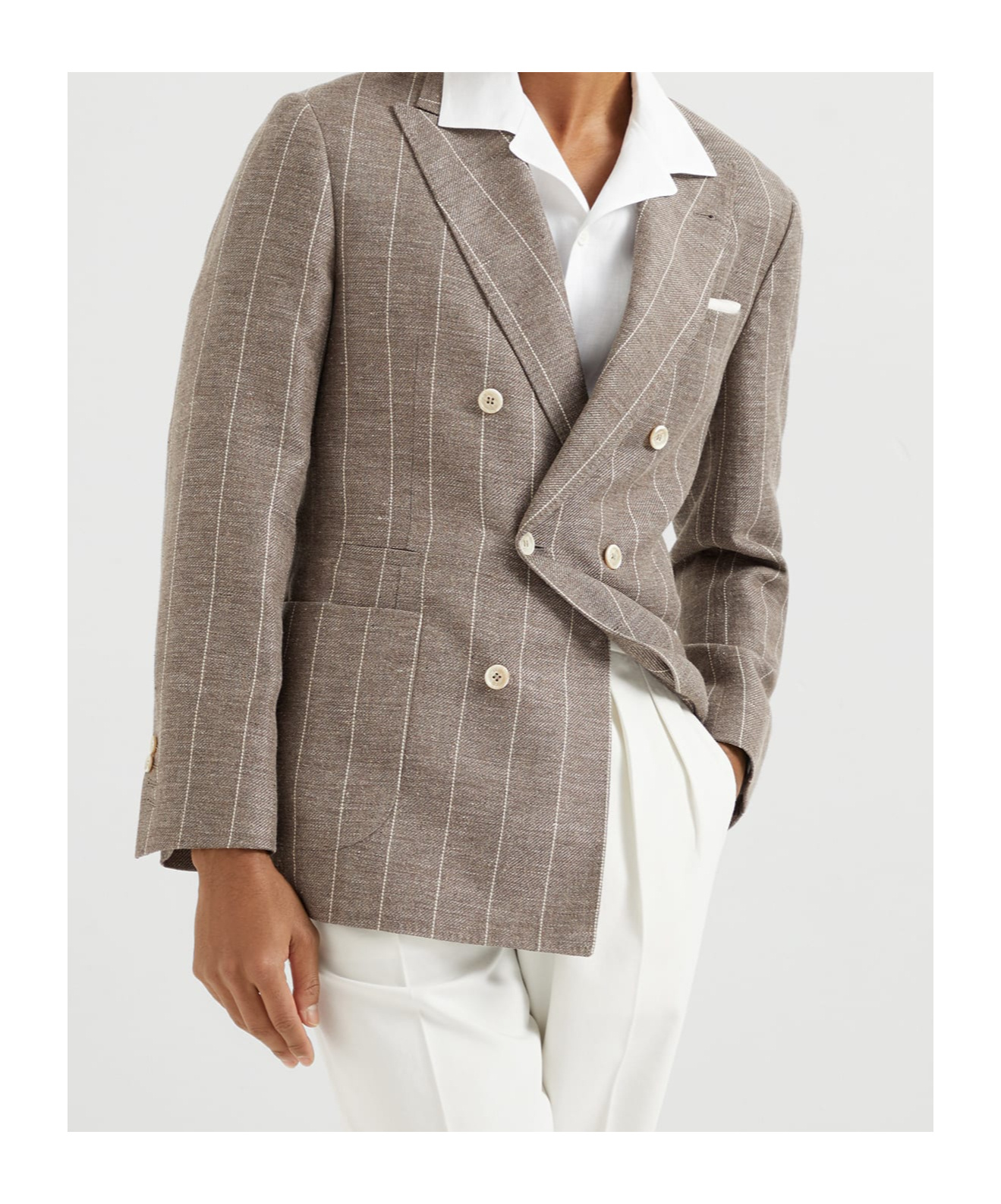 Brunello Cucinelli Long-sleeved Wool Suit Coat In Multicolor