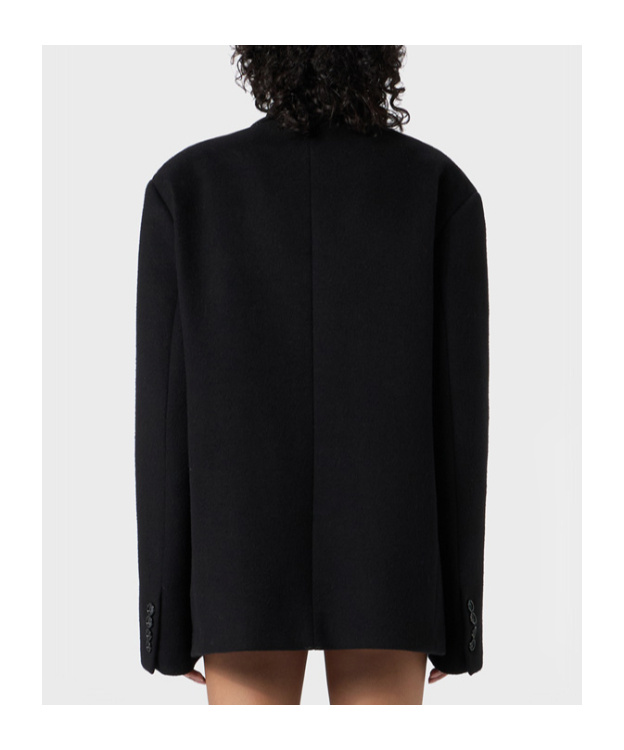Blumarine Bijoux-pin Felted Coat In Black