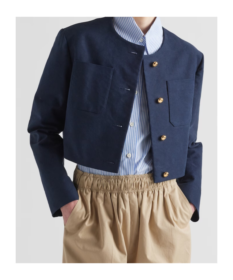 Prada Womens Blue Single-breasted Tricotine-weave Wool Jacket In Blue