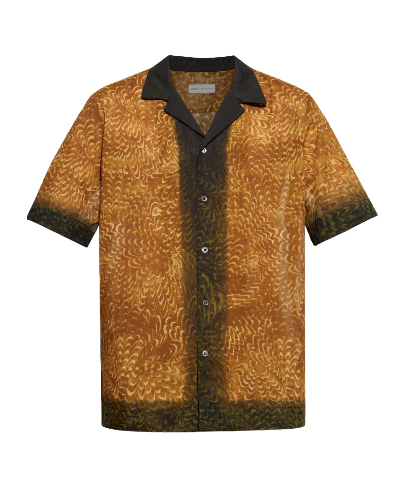 Dries Van Noten Short Sleeve Cotton Shirt In Brown