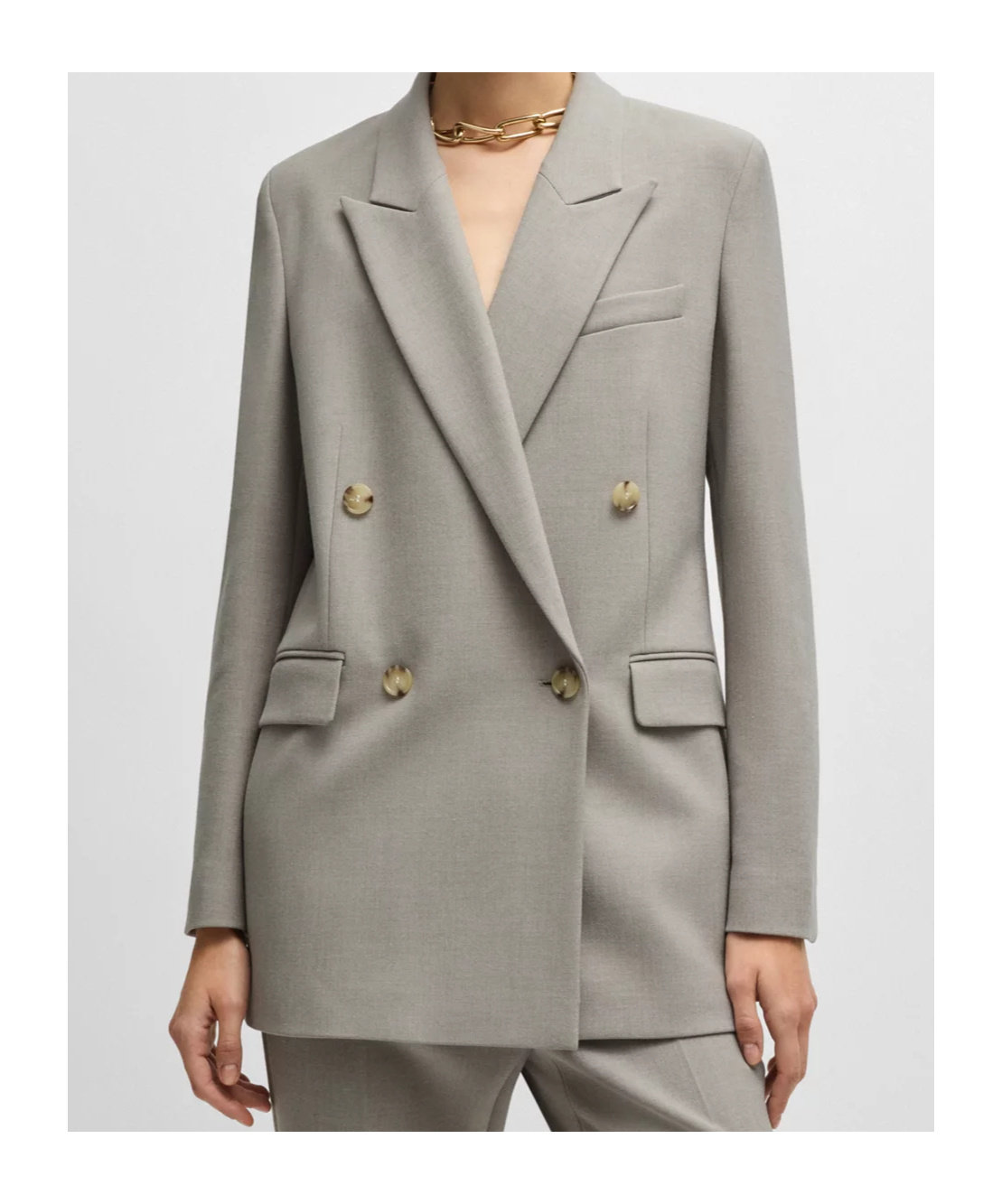 Hugo Boss Regular-fit Jacket With Double-breasted Closure In Gray